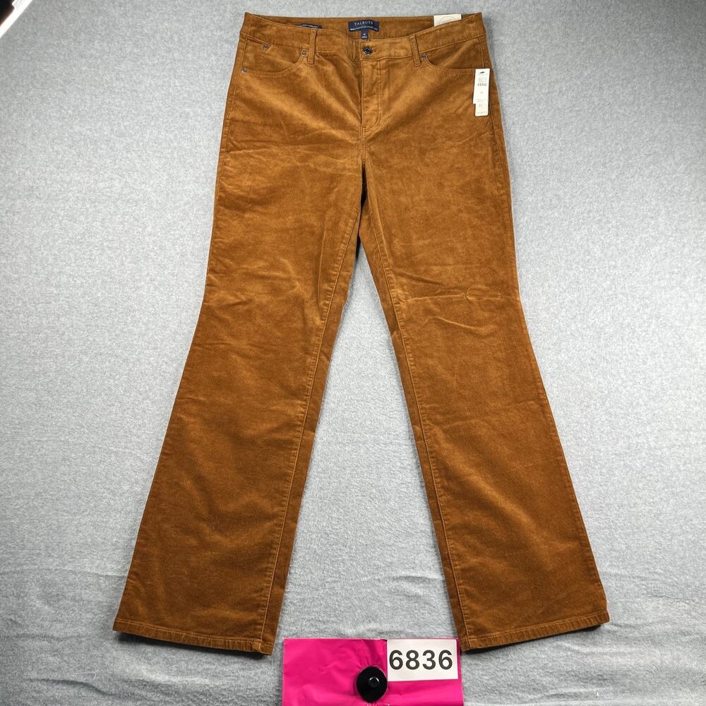 Talbots Barley Boot Corduroy Pants Womens Size 14 Brown Casual Classic New NWT